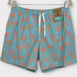 NWT Chubbies Swim Trunk Shorts Men's Medium 5.5" Inseam Blue Palm Tree Liner